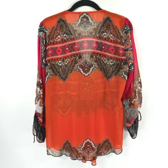 Joseph Ribkoff Bulgaria 🇧🇬 Made Semi Sheer Beaded Rhinestone V neck Top Size 4 - Picture 5 of 14